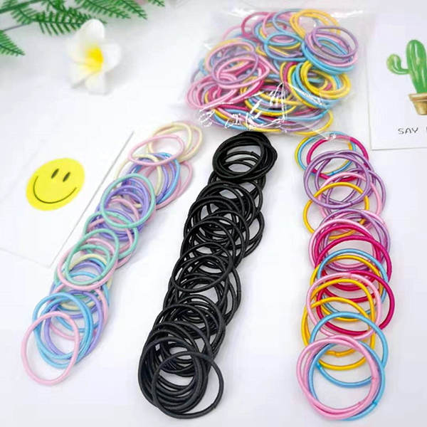 Korean JK children's rubber band headbands that do not hurt hair, 100 pieces J0397