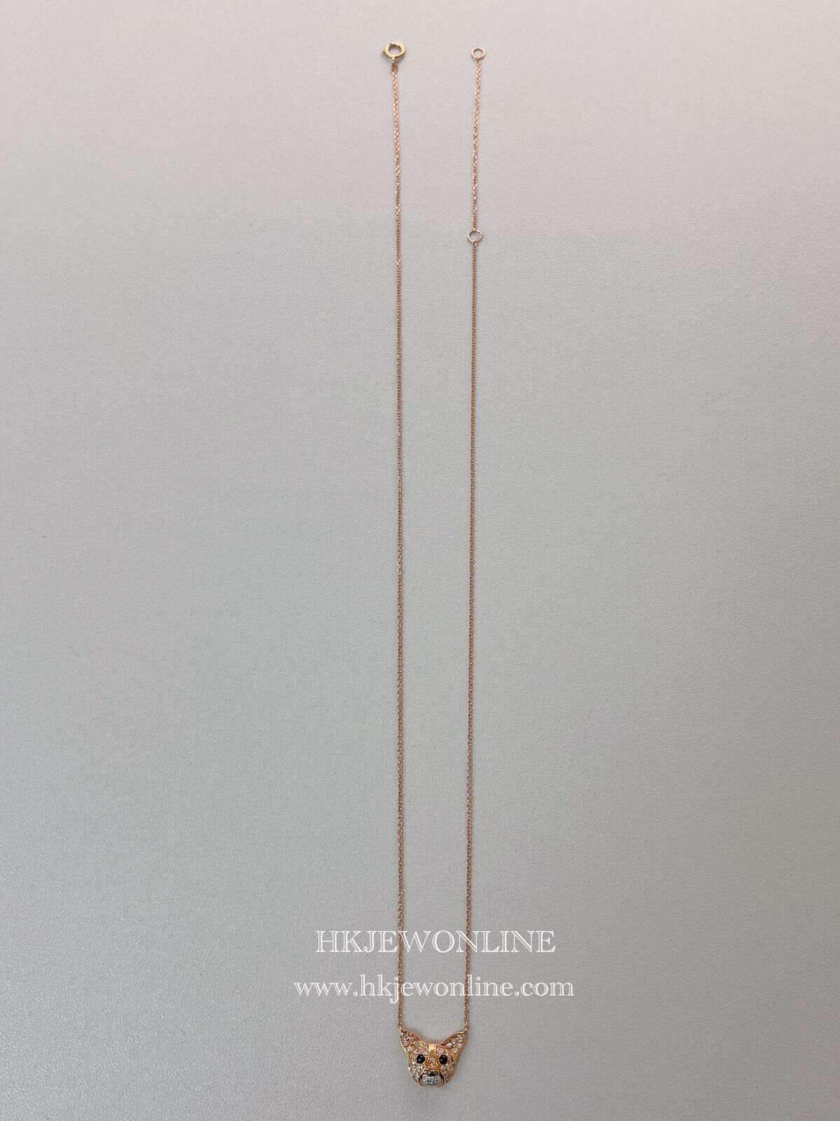 18K Rose Gold Corgi Diamond Necklace  ( Welcome for Order )