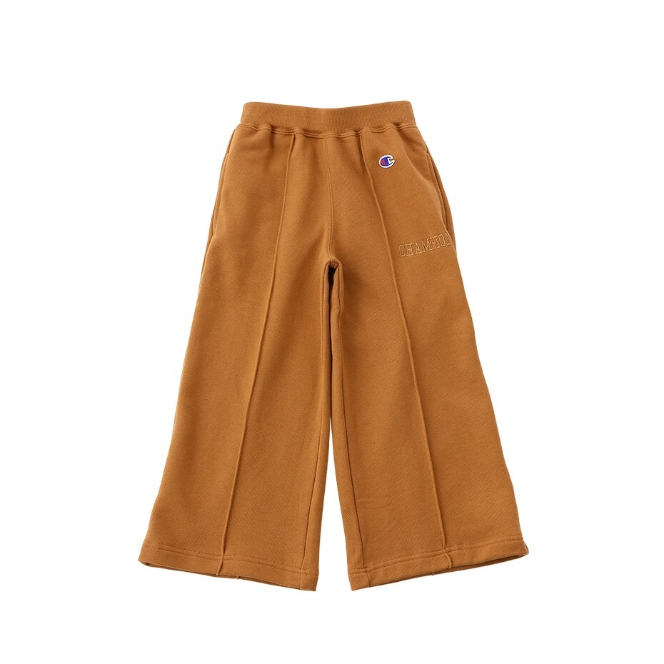 女童款-CASUAL刺繡棉質內刷毛寬長褲-棕色（CK-Y209-765）