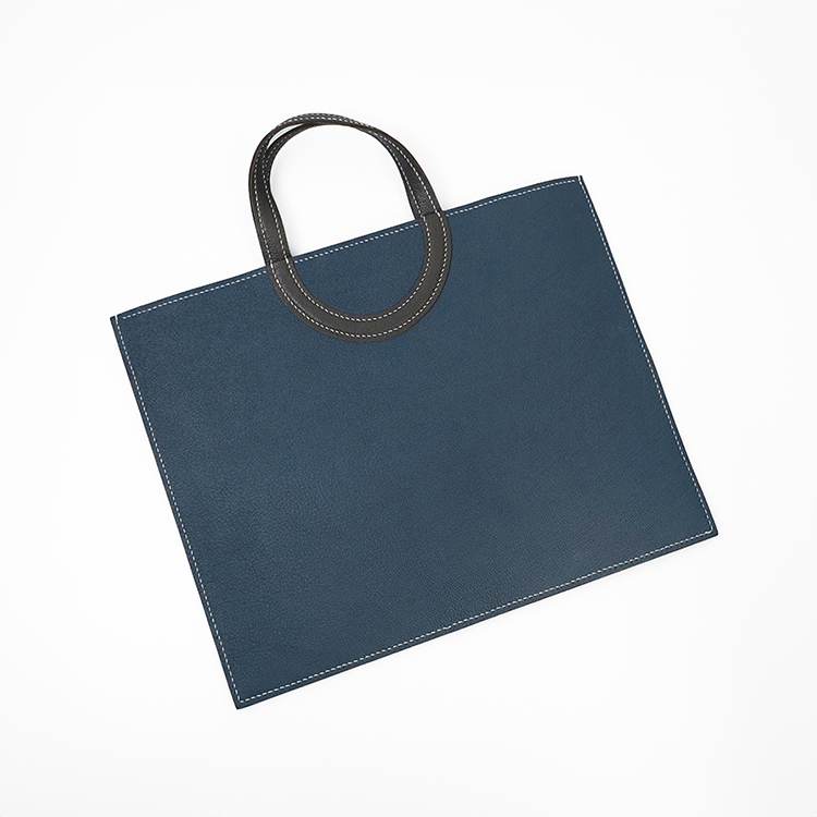 Frame Tote H【 Cobalt Blue X Raven Charcoal 】Italian Goatskin Handbag