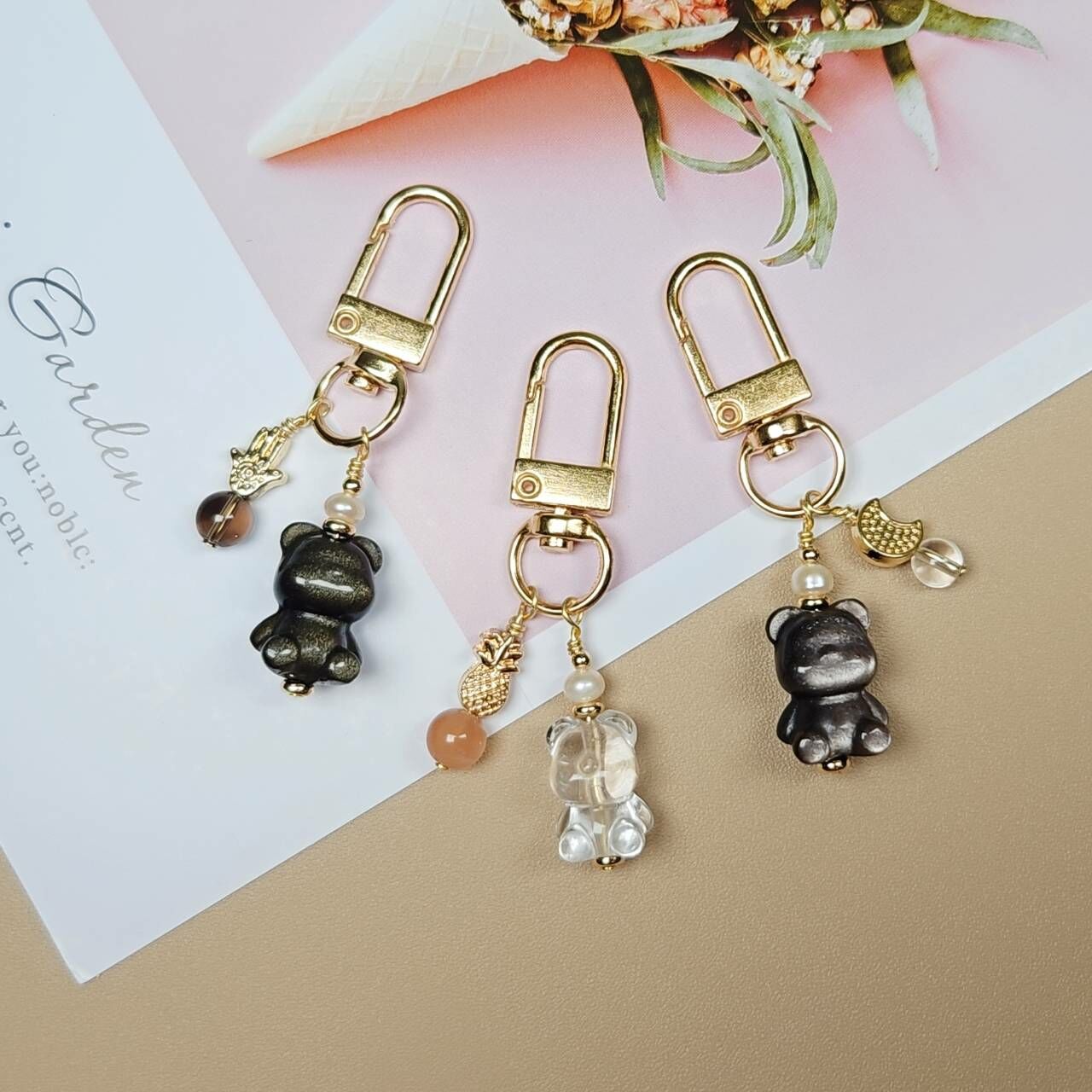 熊熊水晶鑰匙圈