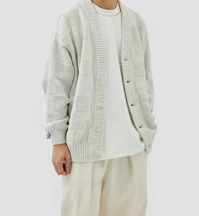 「LAPRIMA」PLAID KNIT CARDIGAN SWEATER 手工拼紗針織格紋開衫毛衣