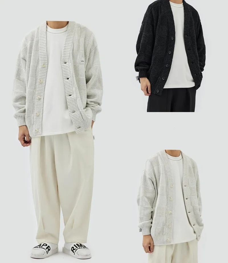 「LAPRIMA」PLAID KNIT CARDIGAN SWEATER 手工拼紗針織格紋開衫毛衣