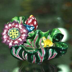 台灣國寶交趾陶｜居家開運商品 蓮 荷 筆洗