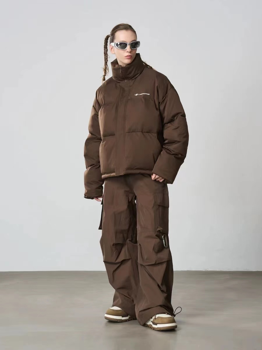 HARSH AND CRUEL 美拉德結構設計刺繡簡約立領加厚鋪棉外套 HZ233040518