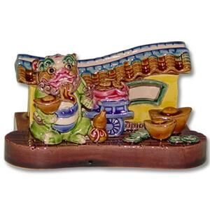 台灣國寶交趾陶｜風獅爺名片座