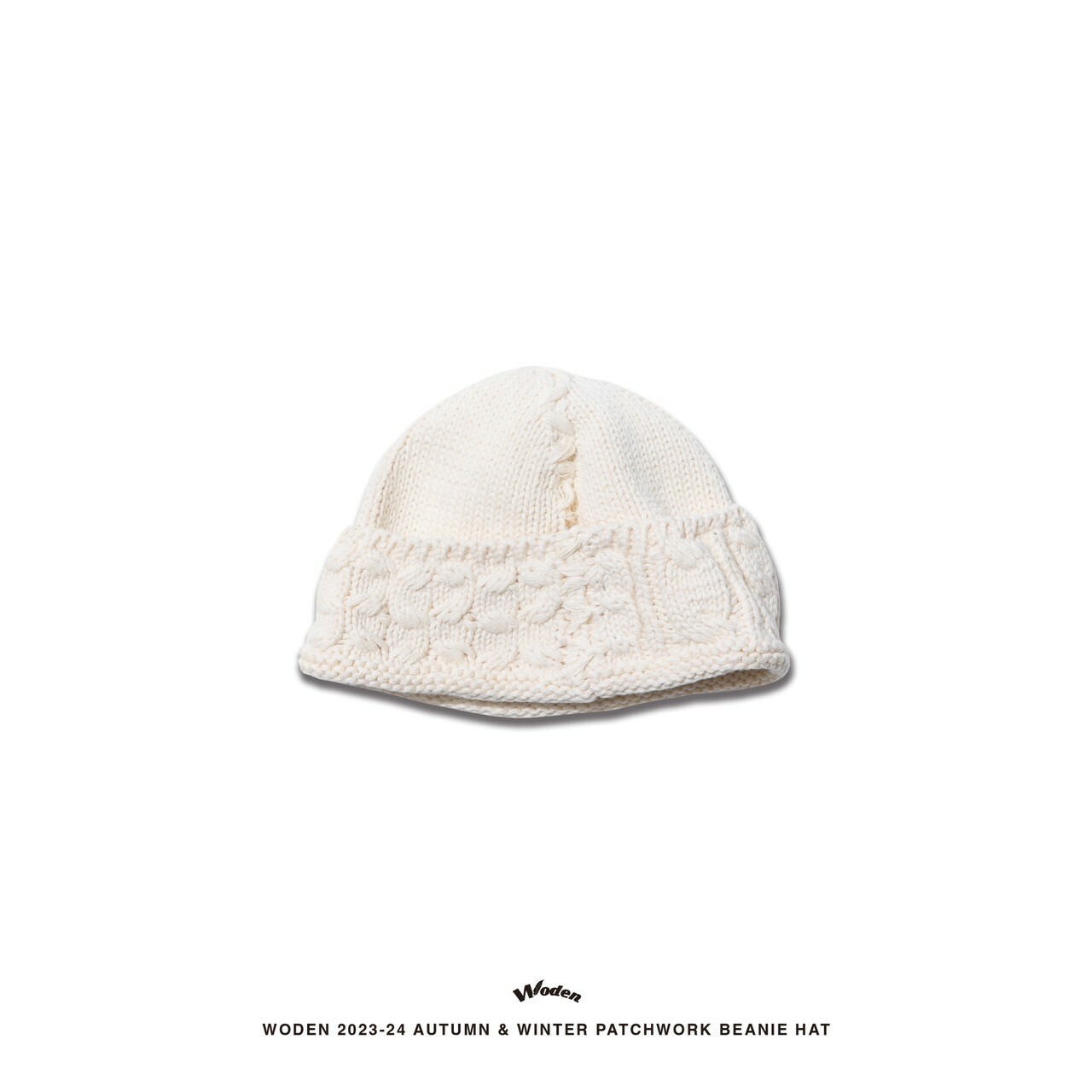 WODEN 2023-24 Autumn & Winter Patchwork Beanie Hat 米白