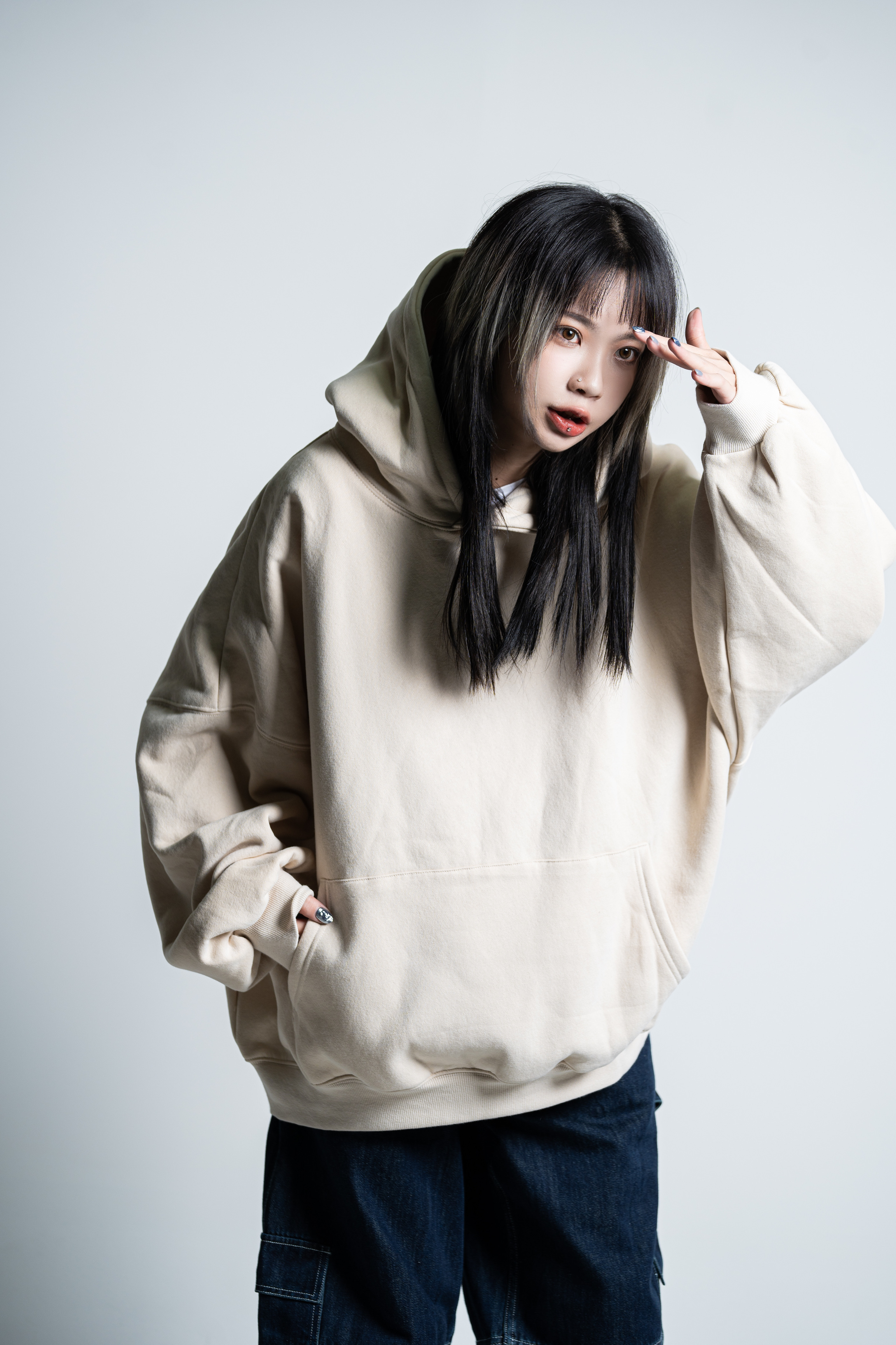 JINMANU 美式立體寬鬆帽TEE 寬大 慵懶 美式風格 素面