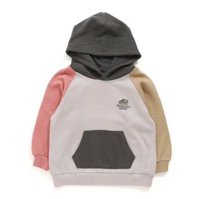 現貨 110cm 中性休閒風撞色大口袋帽T  2色 110-170cm