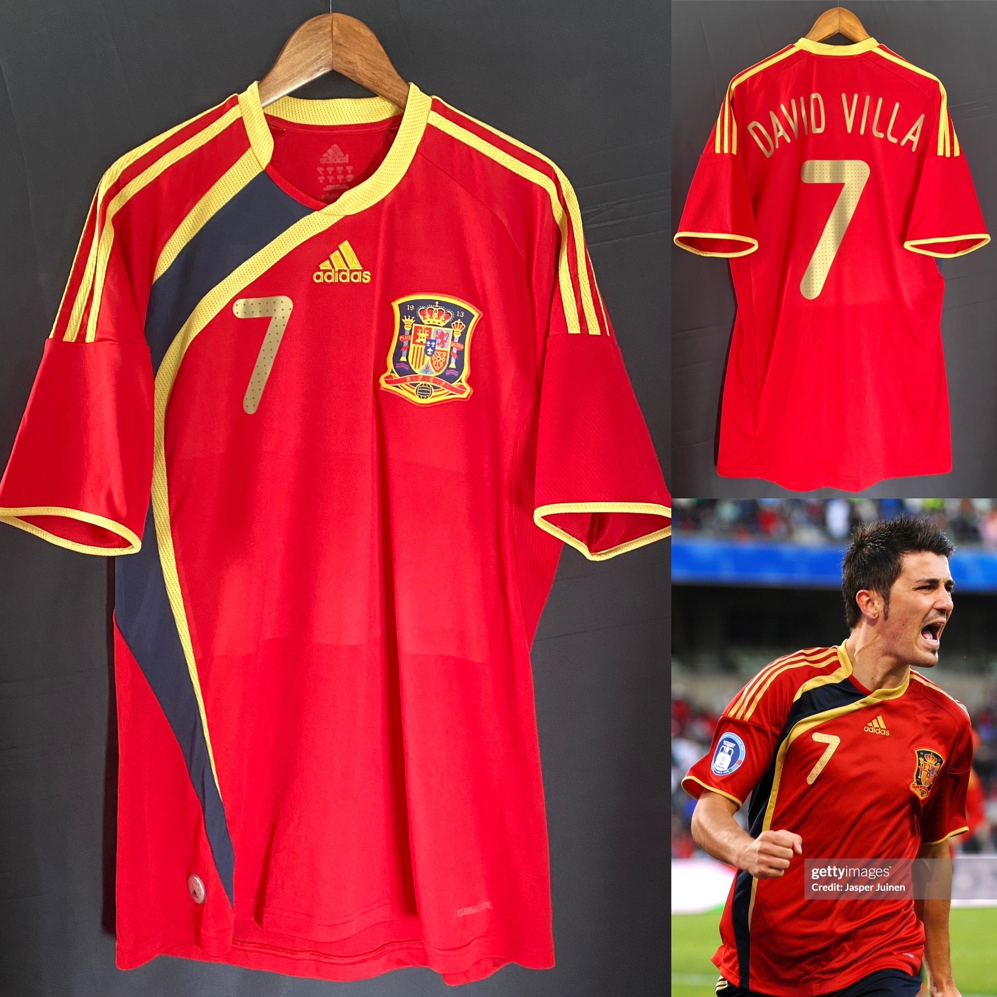 Spain 2009 FIFA Confederations Cup Adidas Home Shirt #7 DAVID VILLA