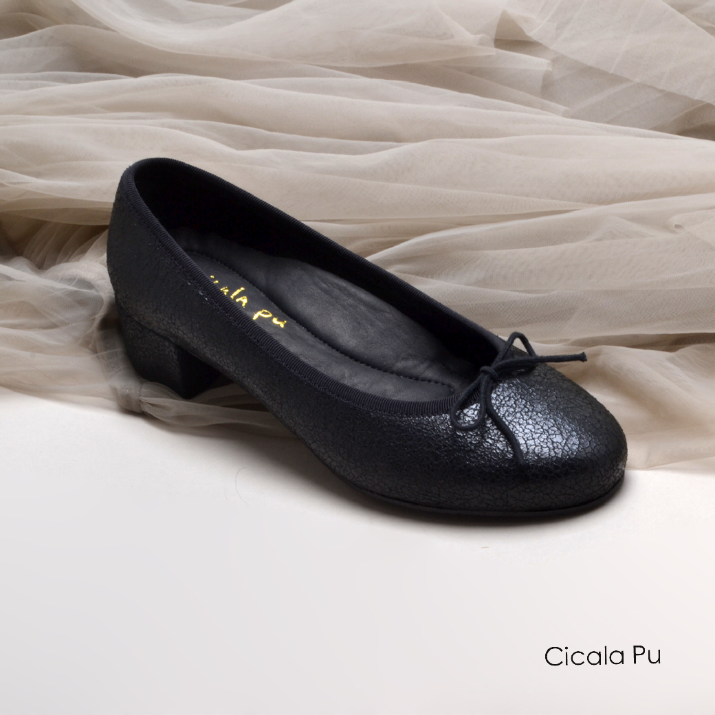 7412 龜裂黑 低跟鞋
