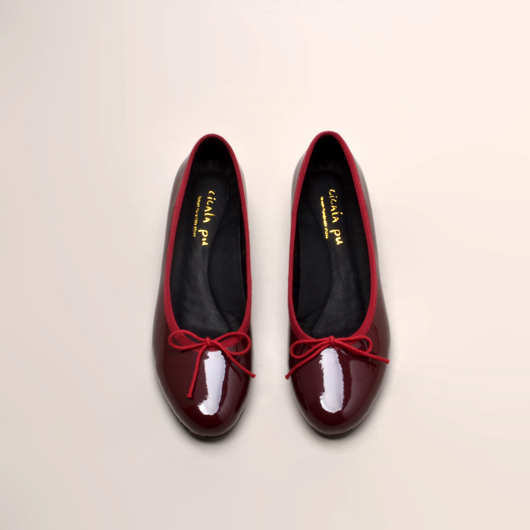 7412 漆皮酒紅 低跟鞋