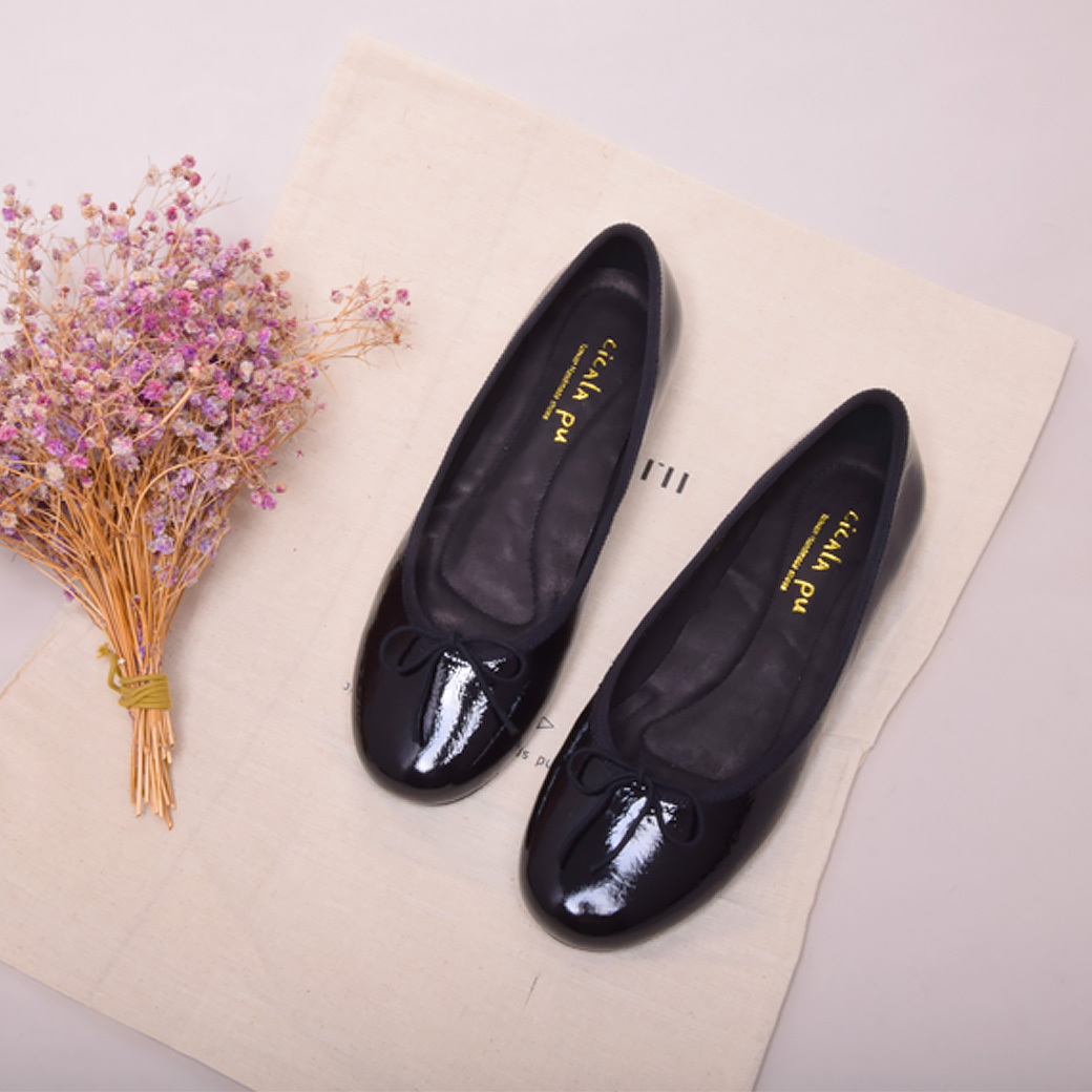 15606 漆皮黑 手工娃娃鞋