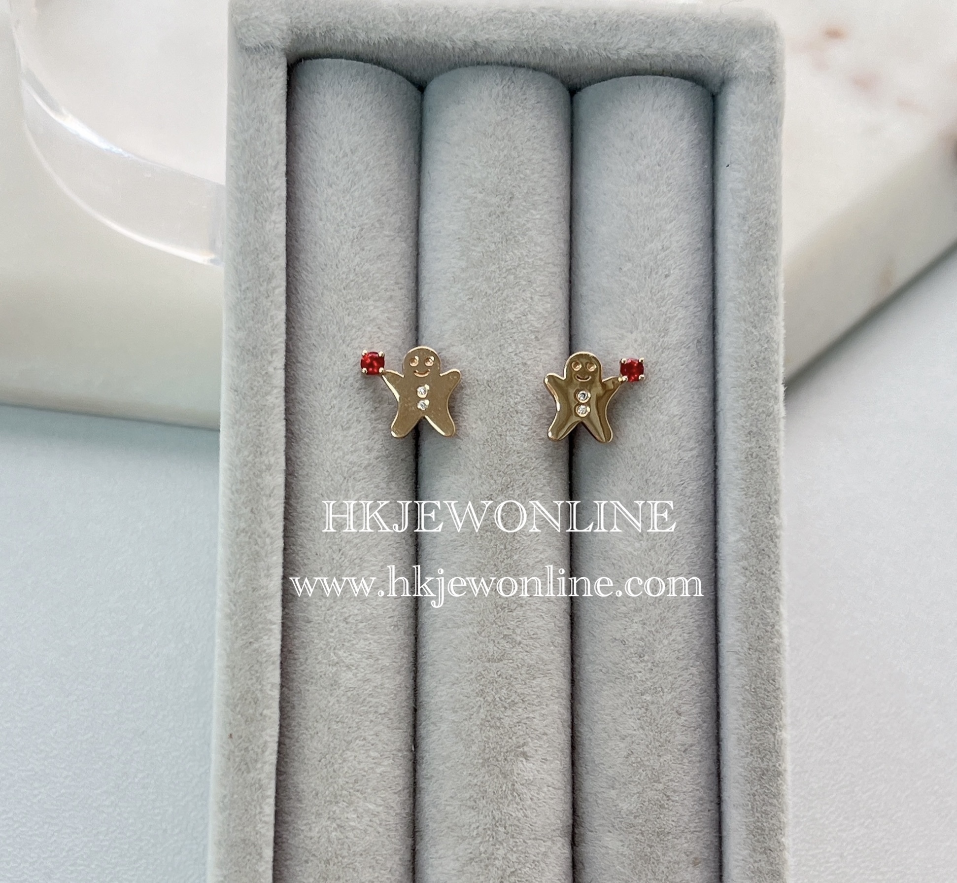 ( CHRISTMAS SPECIAL ) 18K Rose Gold Gingerbread Man Diamond Earrings