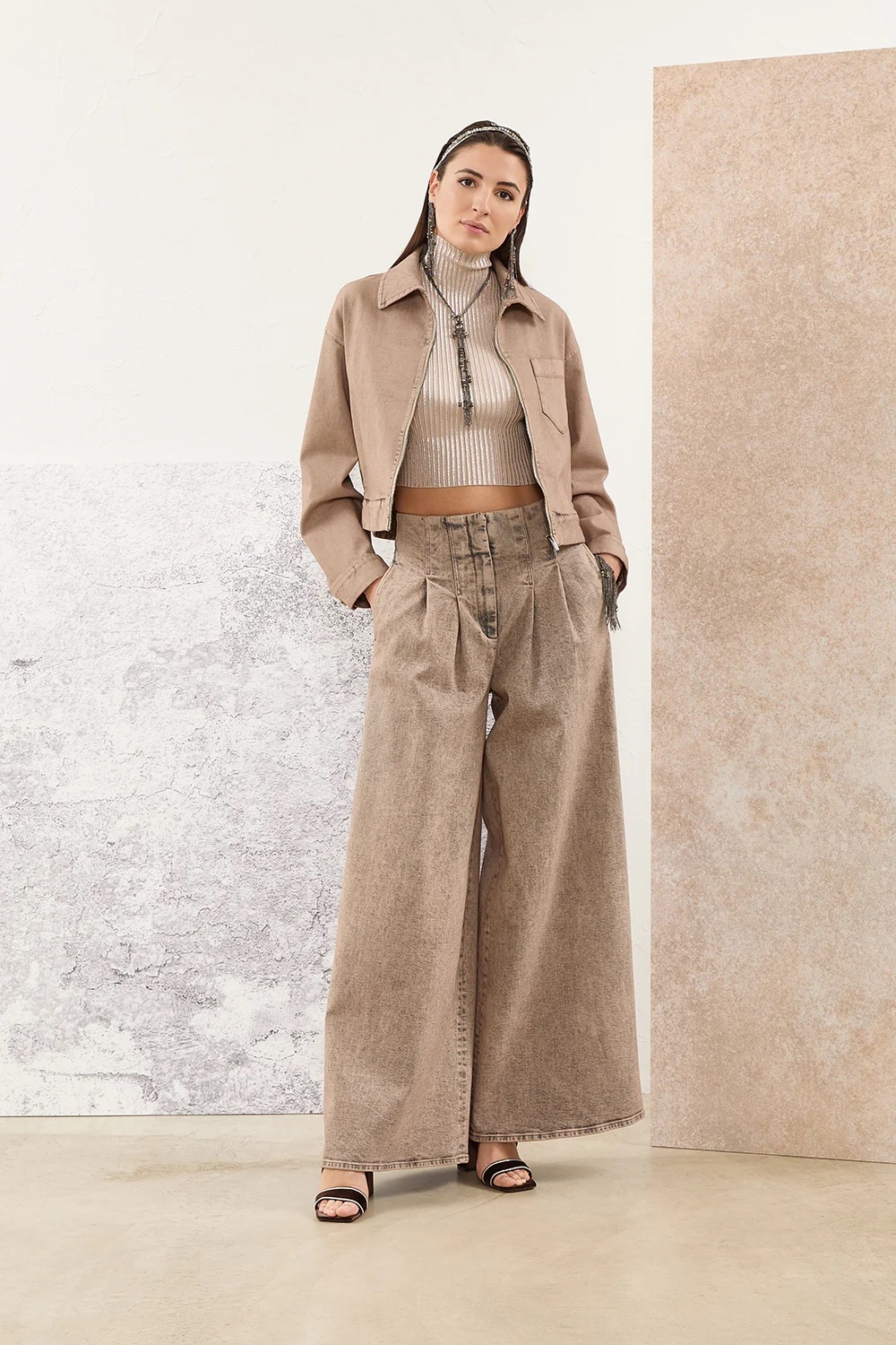 PESERICO 流蘇耳環(淺咖)