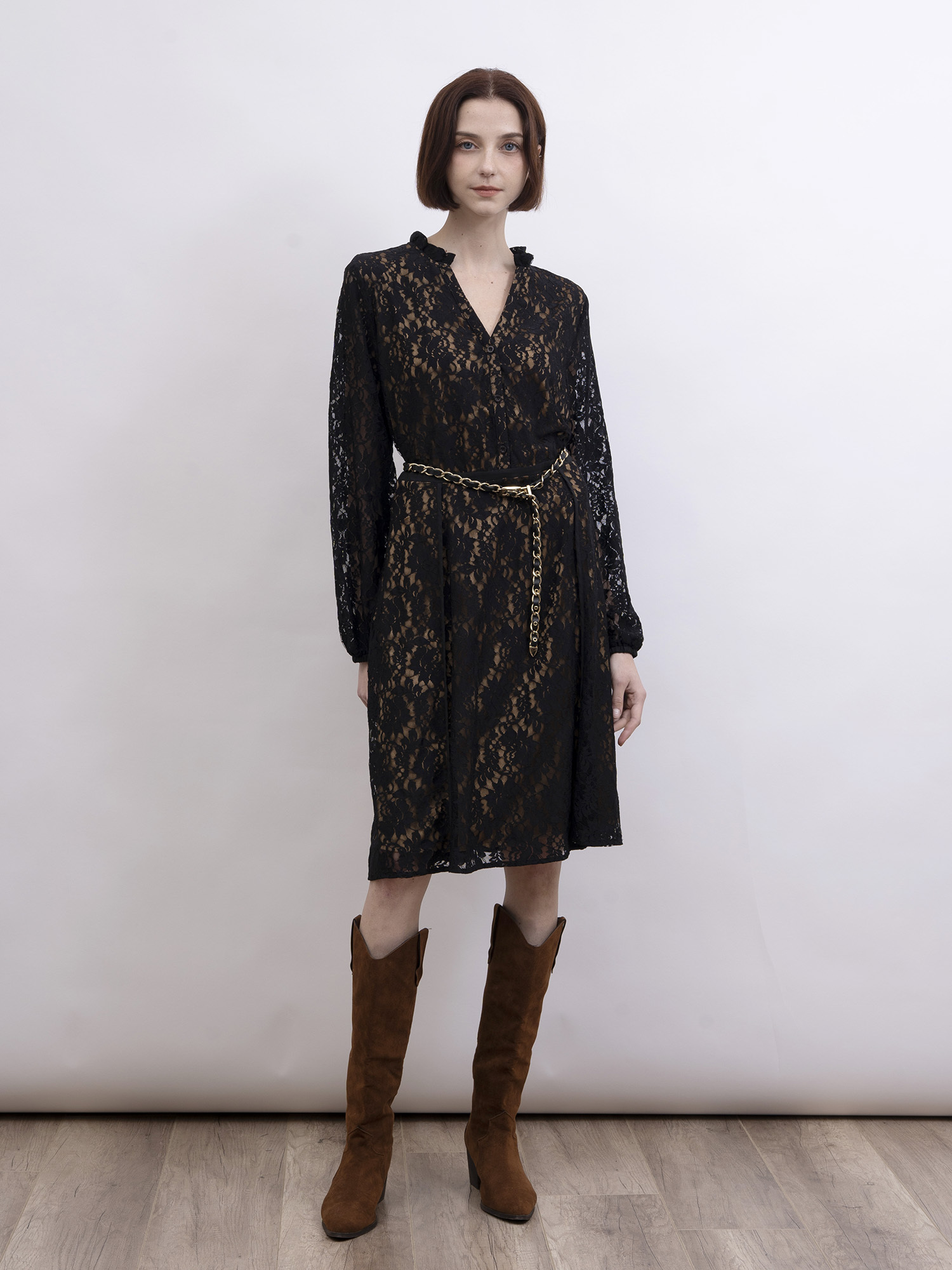 mi-tu 蕾絲V領連身裙