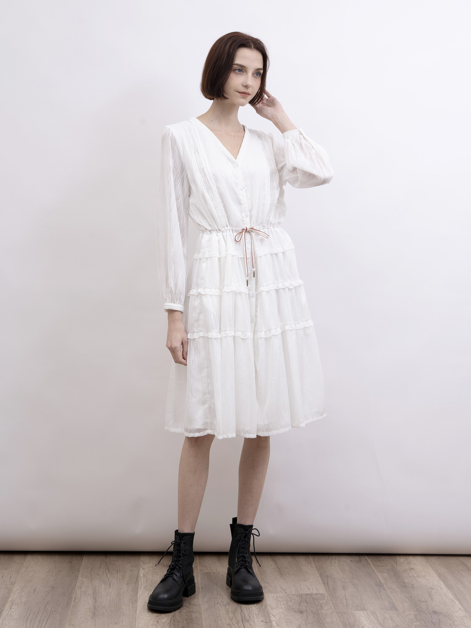 mi-tu 通花V領連身裙