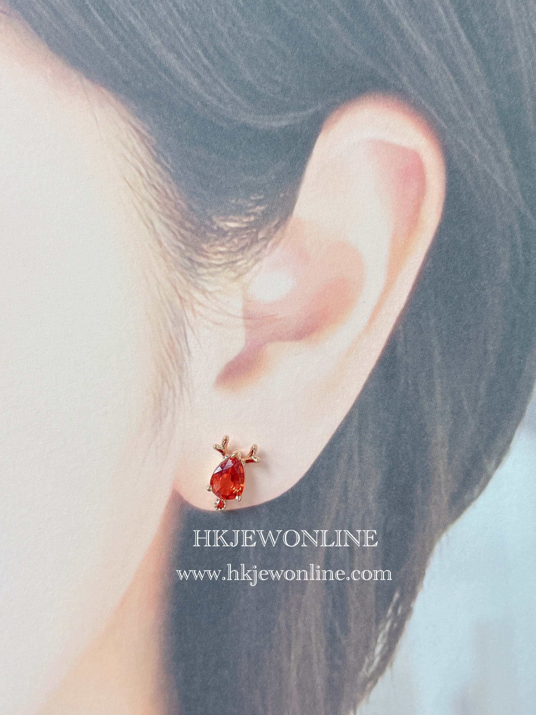 ( CHRISTMAS SPECIAL ) 18K Rose Gold Multi Sapphire Deer Earrings