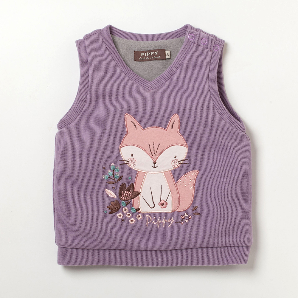 PIPPY甜美小狐狸圓領無袖棉質背心 紫