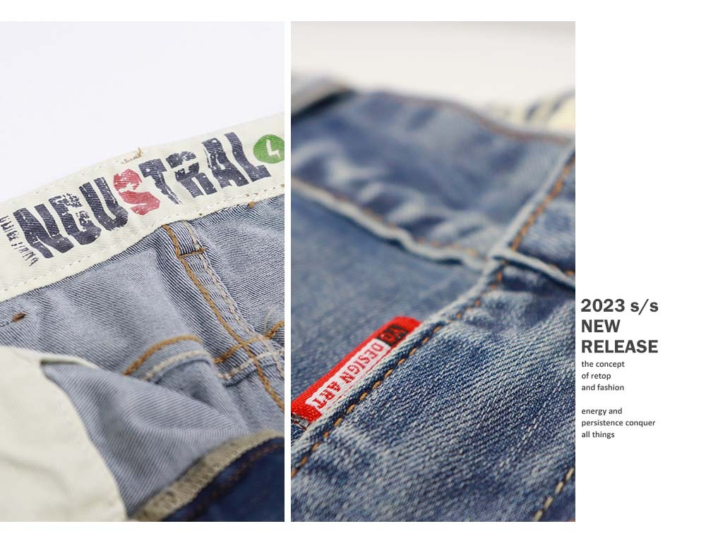 RETOP 牛仔系列 口袋壓印彈性窄版牛仔褲 藍