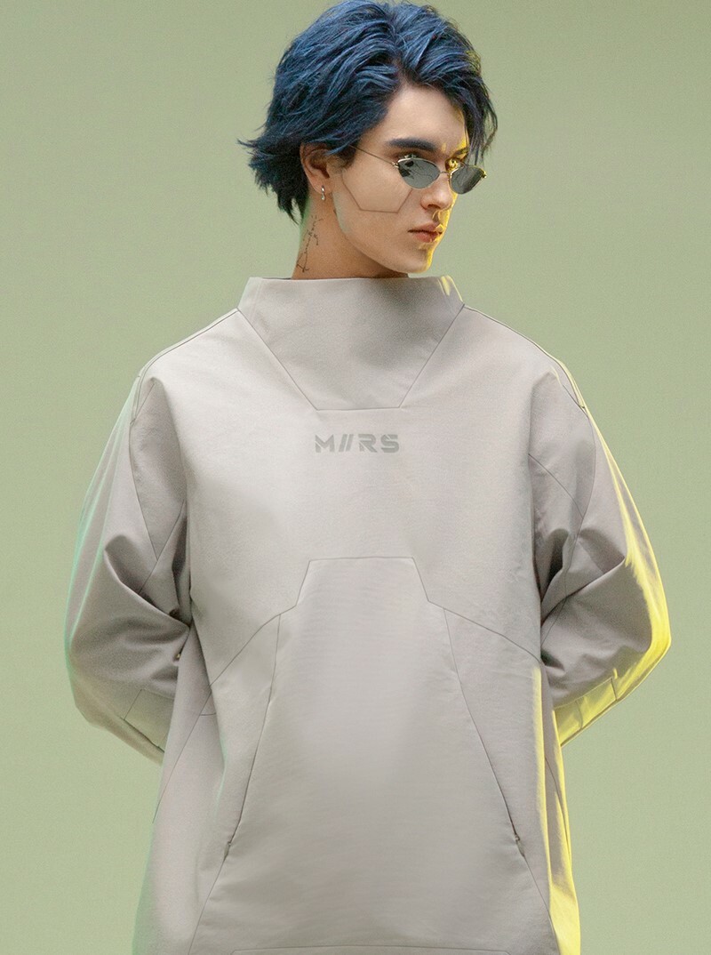 不作惡「矩陣式特攻衛衣-拒水」賽博龐克嵌入式結構立裁套頭外套