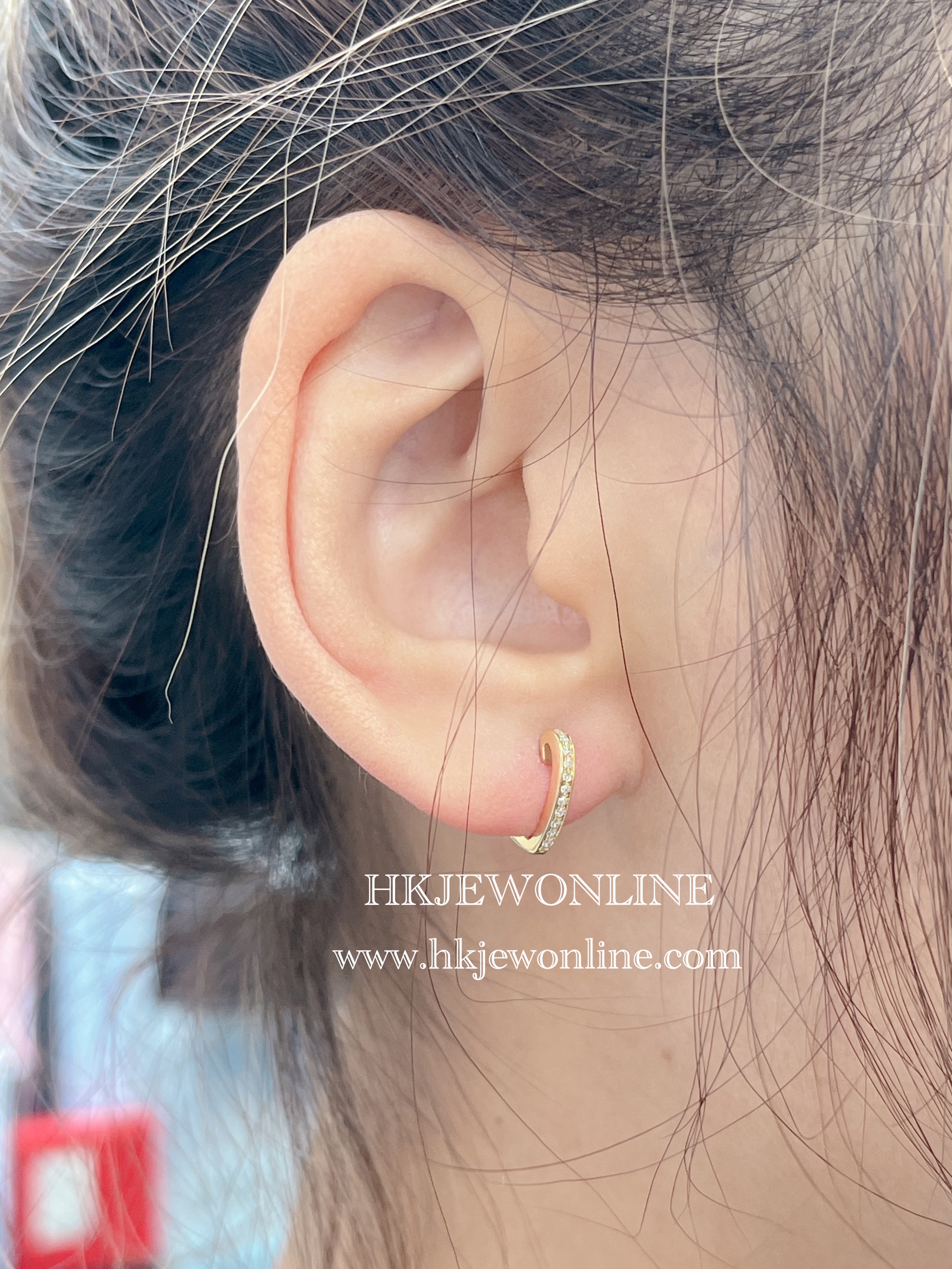 18K黃金/白金/玫瑰金心形鑽石耳環