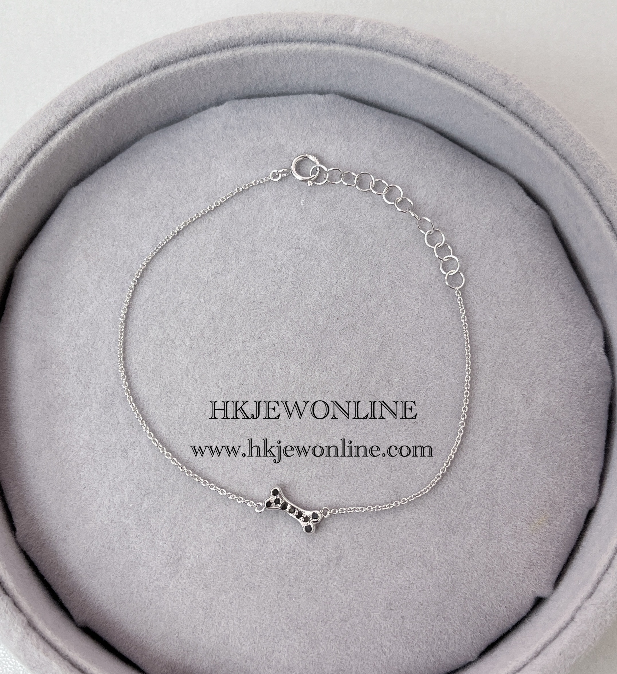 18K White Gold Bone Black Diamond Bracelet ( Welcome for Order )