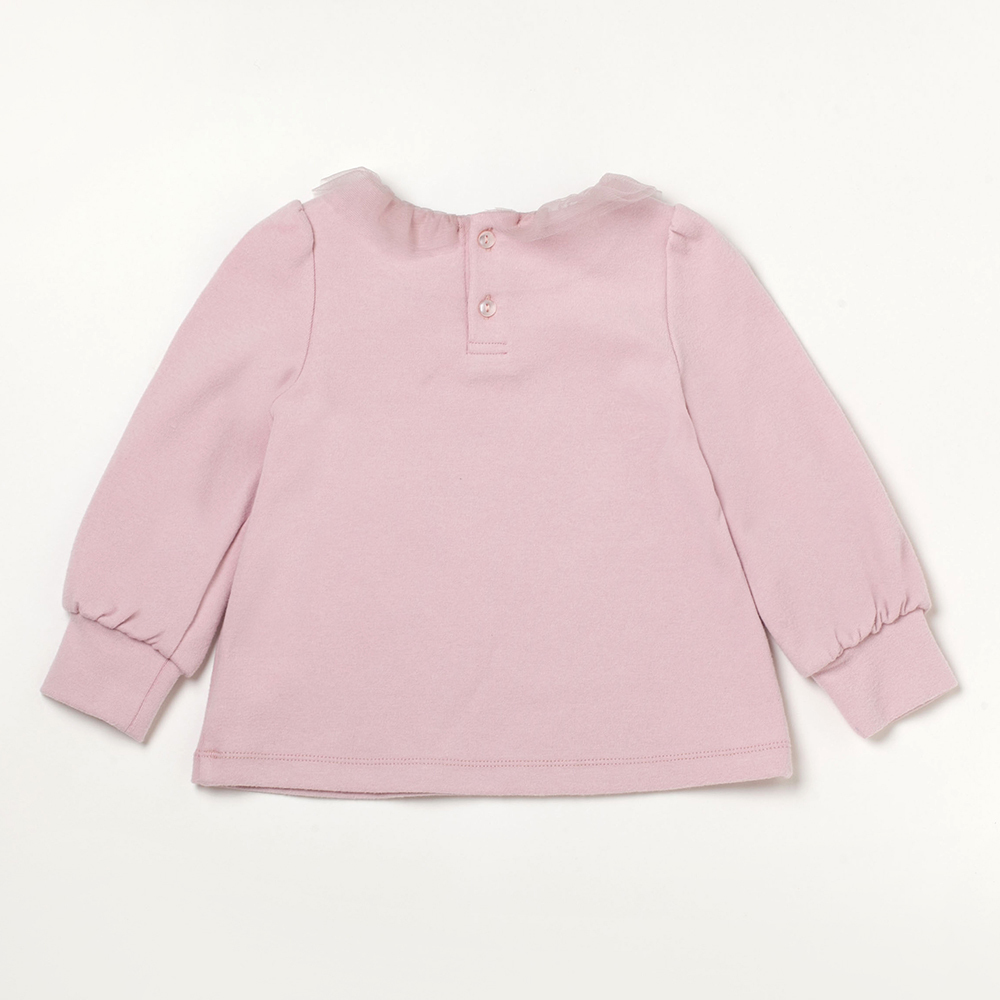 PIPPY花朵蕾絲領長袖上衣 粉