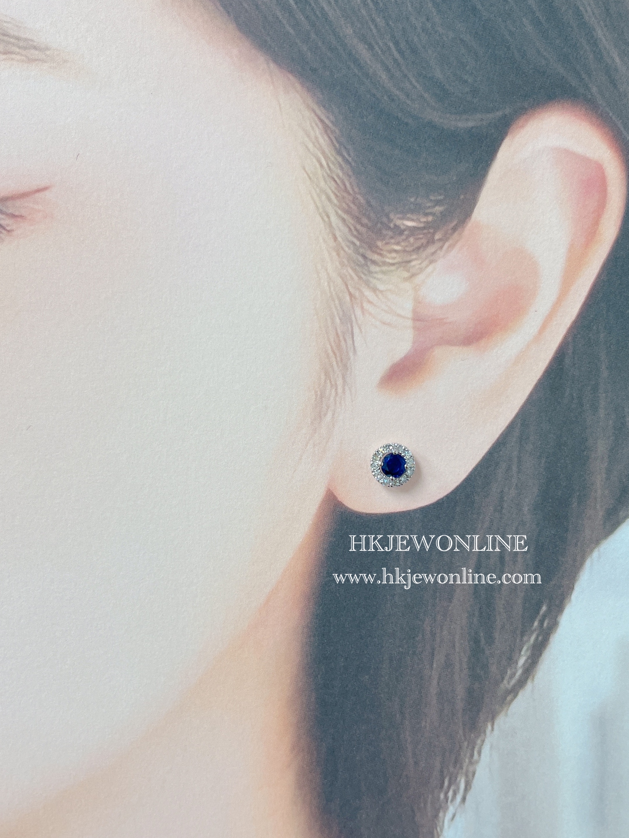 14K White Gold Sapphire Diamond Earrings