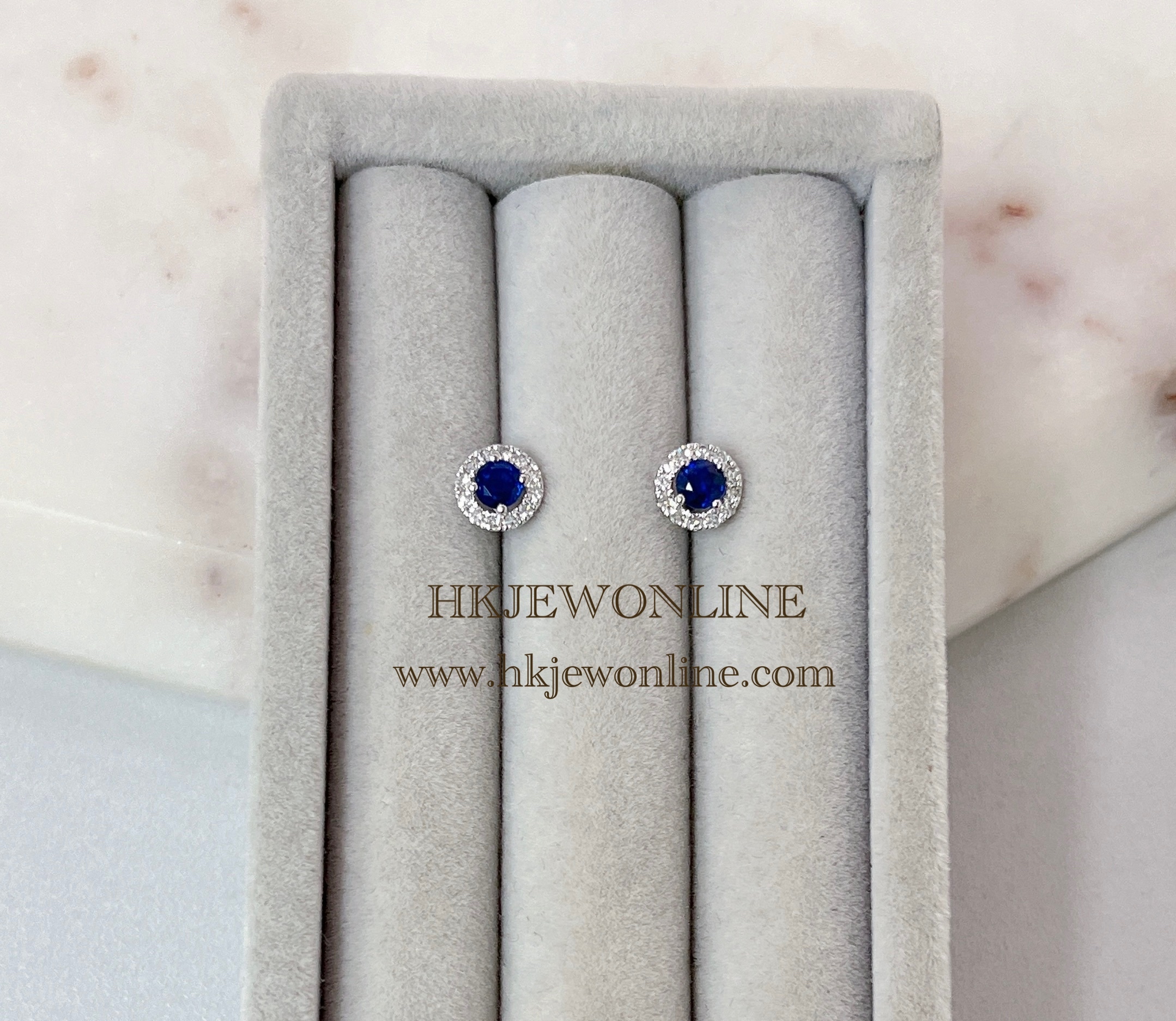 14K White Gold Sapphire Diamond Earrings
