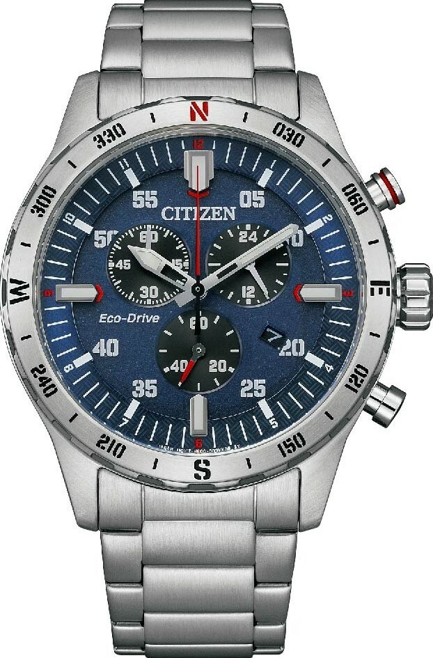 萬年鐘錶 - Citizen 星辰錶   藍面三眼光動能男錶  AT2520-89L  錶徑43.5MM