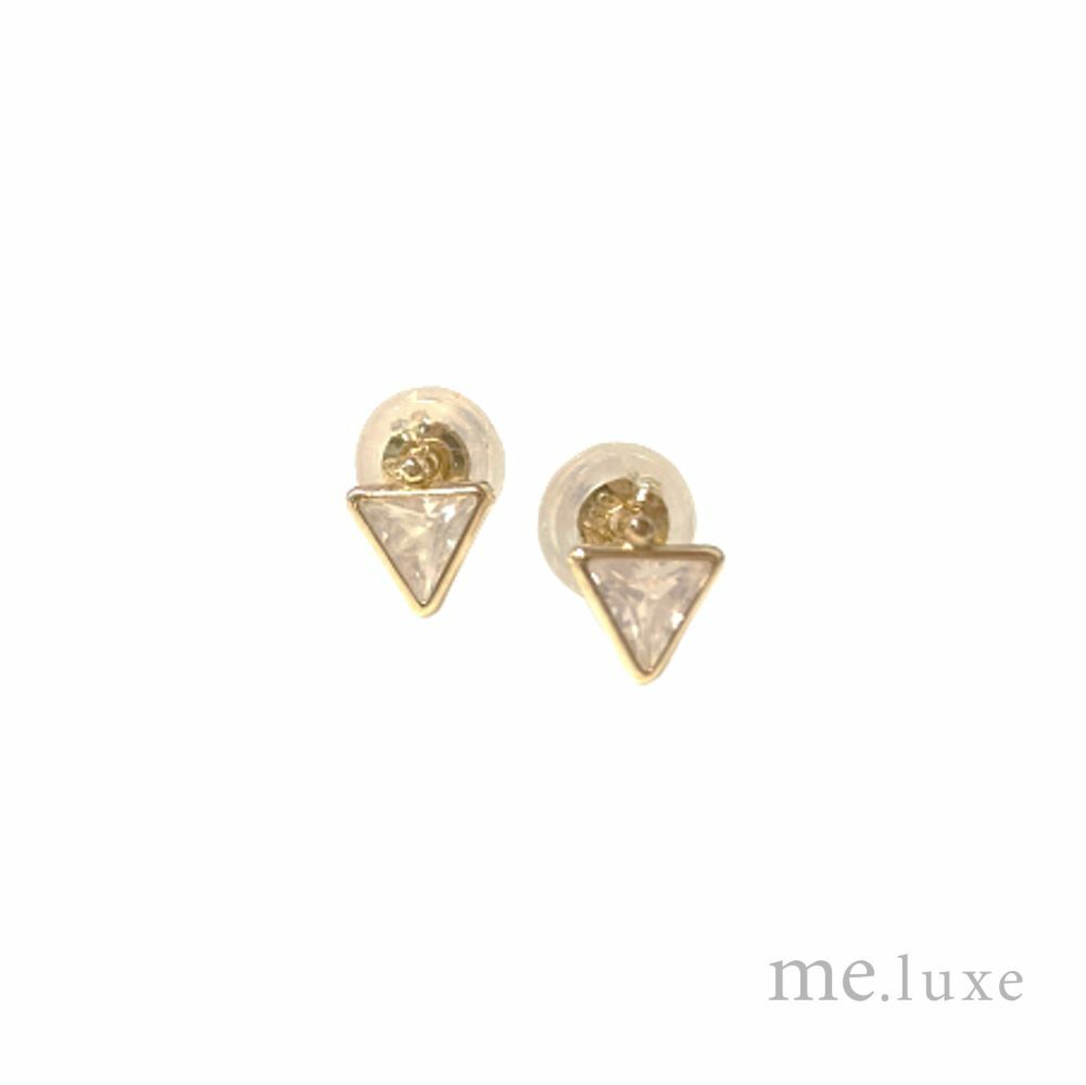 【me.luxe】K10三角玫瑰石英耳環