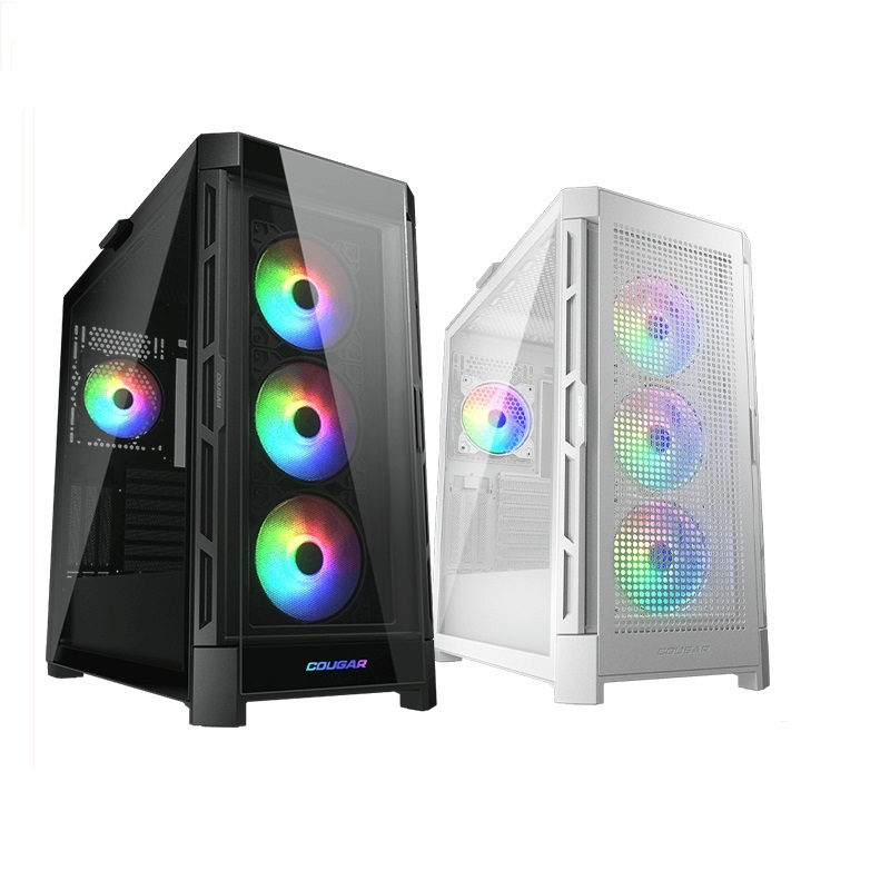 米特3C數位–COUGAR 美洲獅 DUOFACE PRO RGB 雙面板中塔機箱/白色/黑色