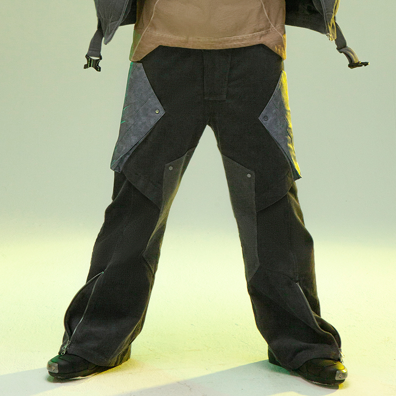 不作惡「巡影長褲-可調式褲腳」賽博龐克燈芯絨