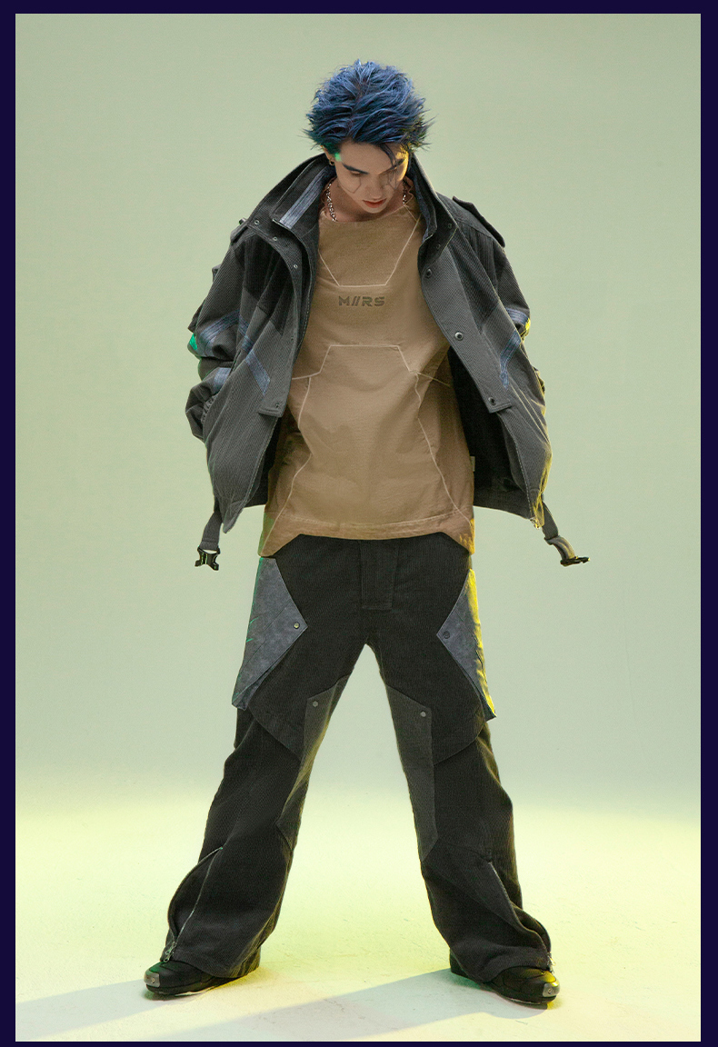 不作惡「巡影長褲-可調式褲腳」賽博龐克燈芯絨