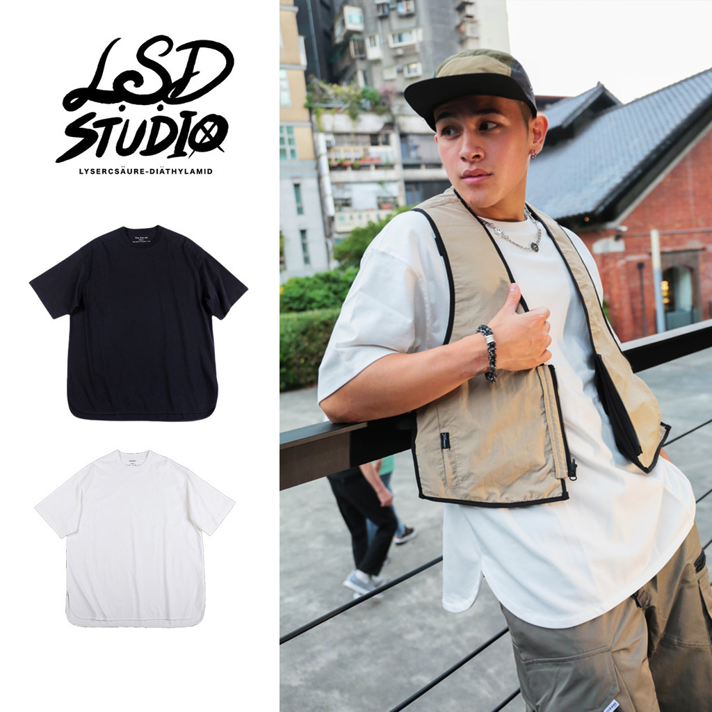 【TELK001】日系圓弧開岔剪裁落肩短T