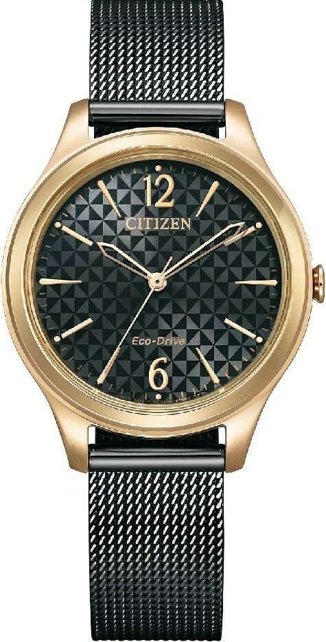 萬年鐘錶 - Citizen 星辰錶   幾何錶面優雅米蘭錶帶光動能女錶  EM0509-87E  錶徑 32MM