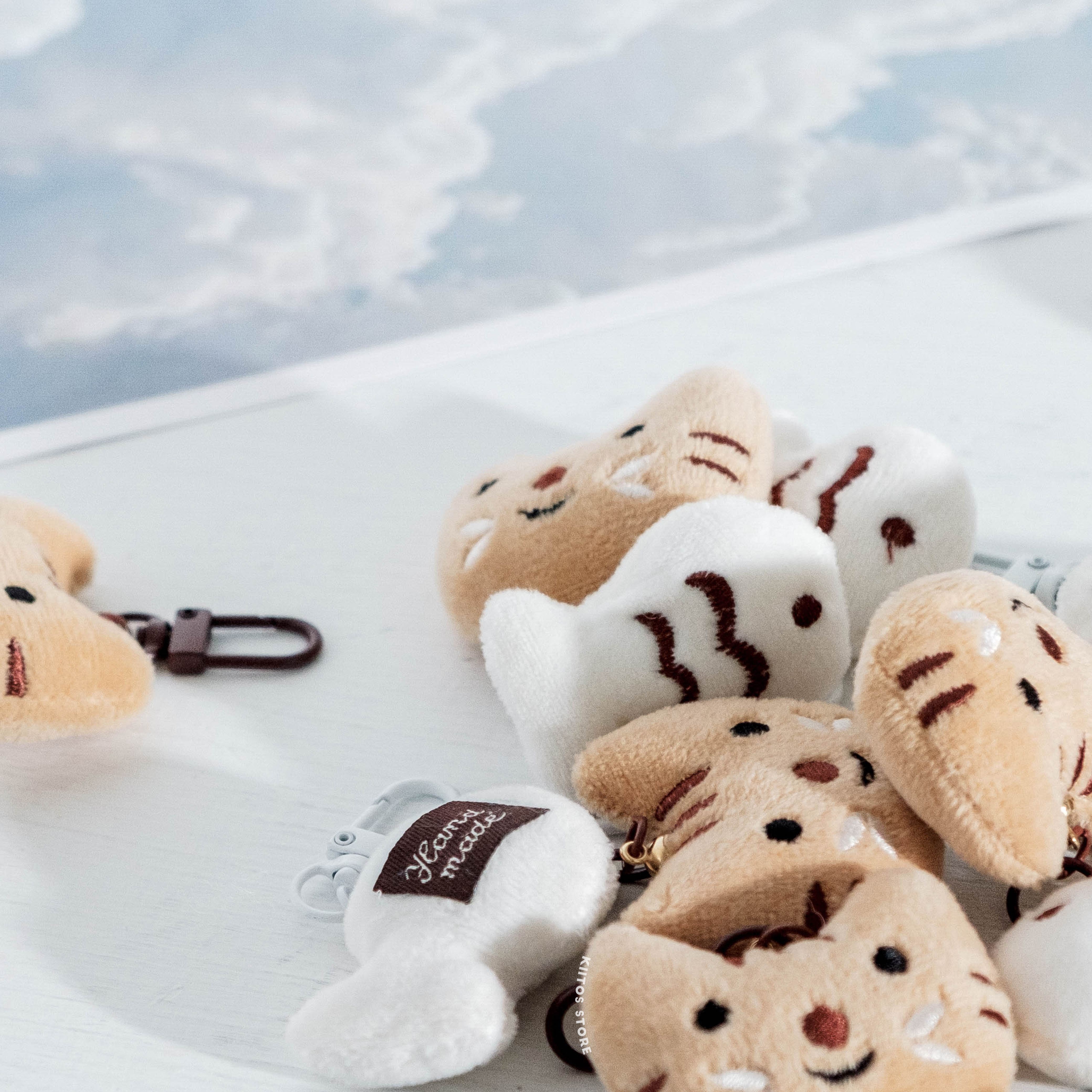 小貓小魚絨毛情侶吊飾 鑰匙扣 一組