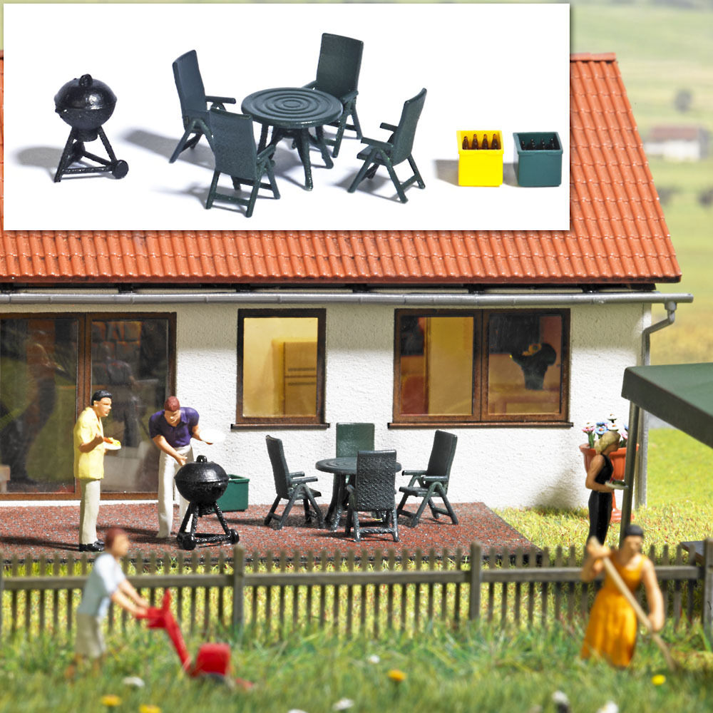Busch 1190 HO規 Garden Party - Barbecue Set 庭院派對 烤肉組