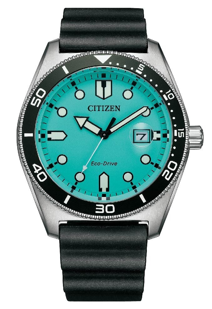 萬年鐘錶 - Citizen 星辰錶 潮男時湖水綠面盤光動能男錶 AW1760-14X  錶徑43MM