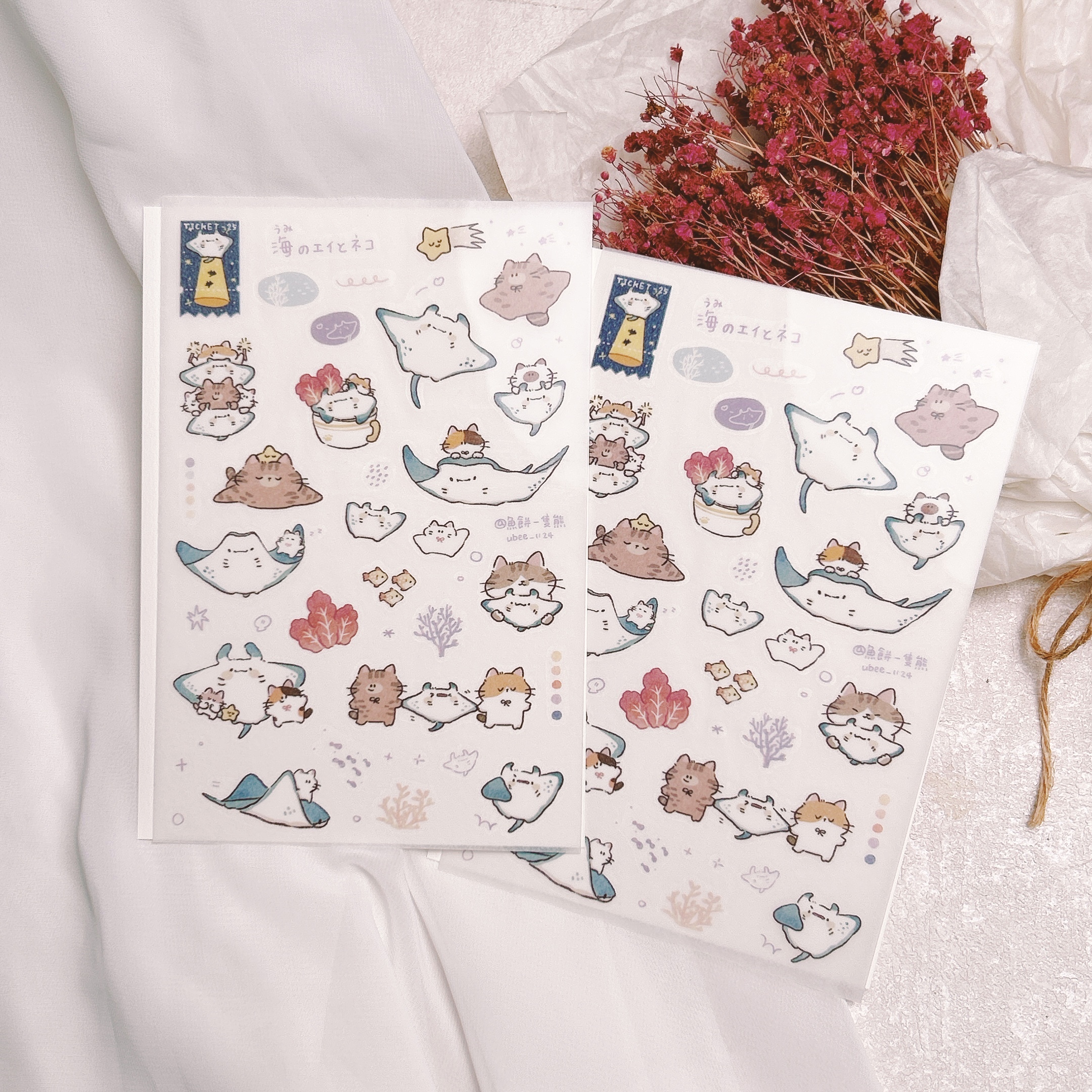 魚餅一隻熊｜魟魚貓朋友 轉印貼紙