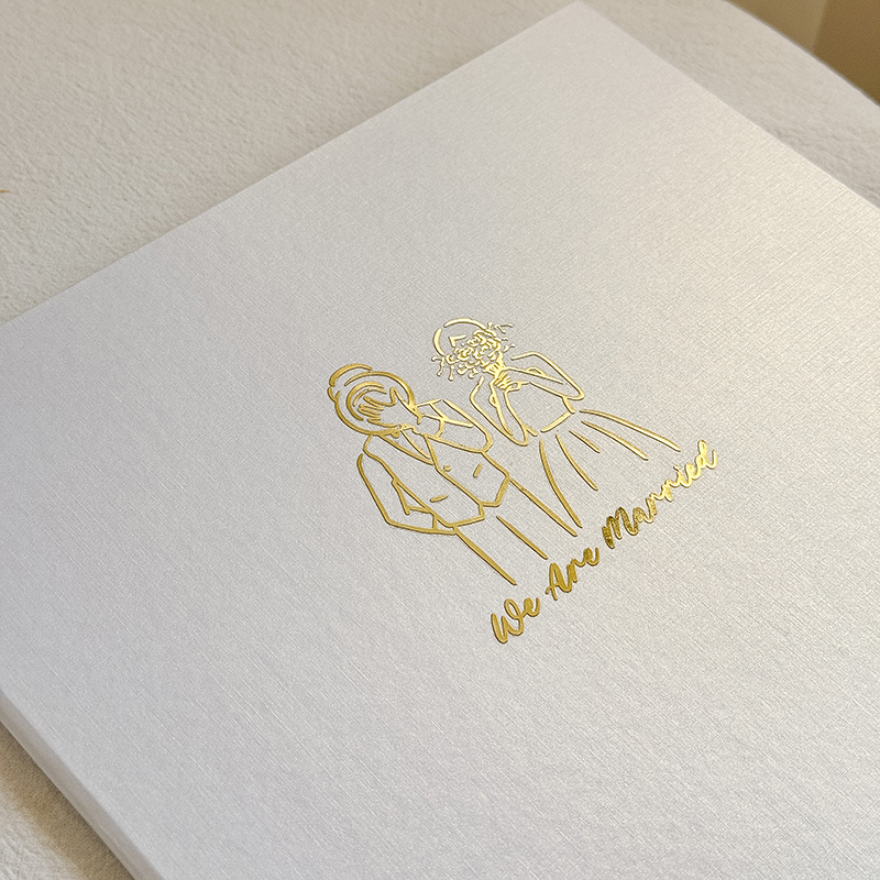 手繪線條燙金貼雙面證書夾 | 原創書夾(不含結婚證書)