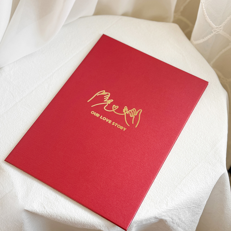 手繪線條燙金貼雙面證書夾 | 原創書夾(不含結婚證書)