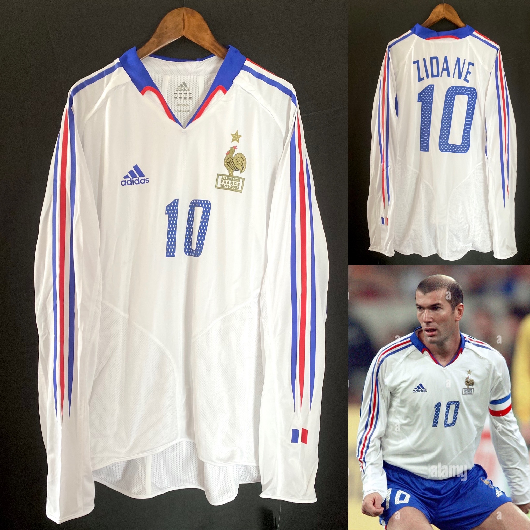 (Player Issue) France 2004-2006 Adidas L/S Away Player Issue Shirt #10 ZIDANE
