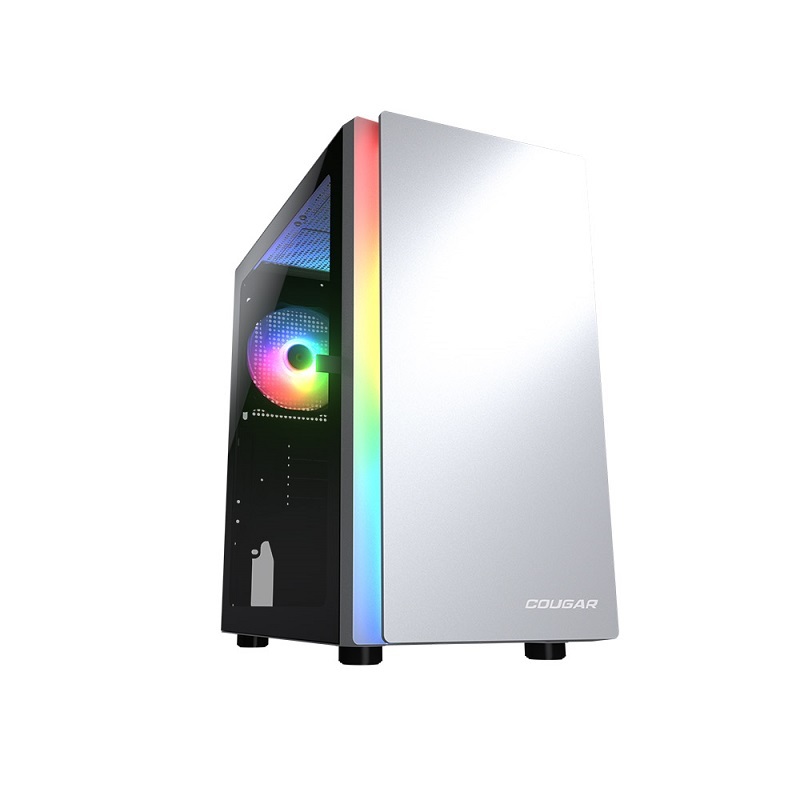 米特3C數位–COUGAR 美洲獅 PURITY RGB 鋼化玻璃迷你直立機殼 黑色/銀白