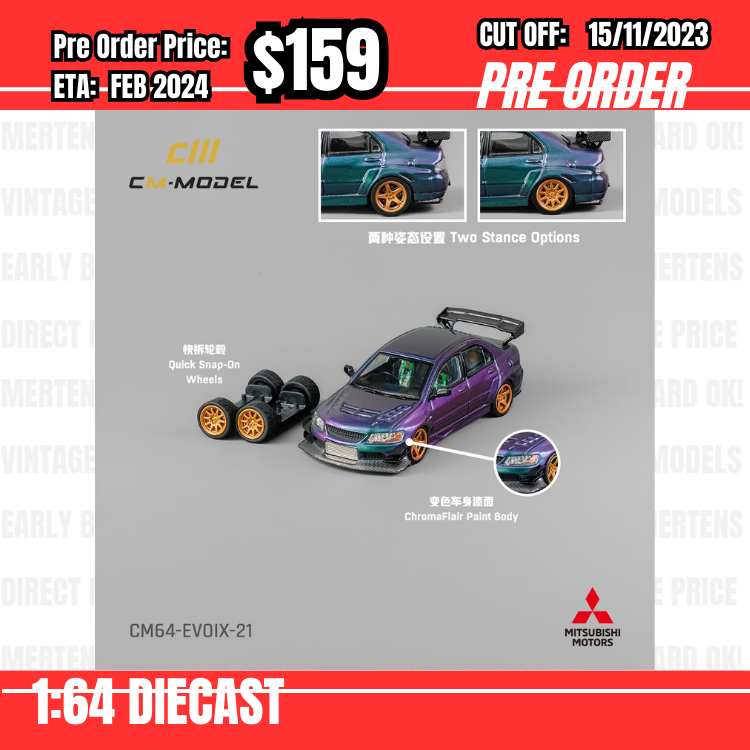PO-$159 * CM Model* 1:64 Mitsubishi Lancer EVO VII Magic Purple [OD10/11]