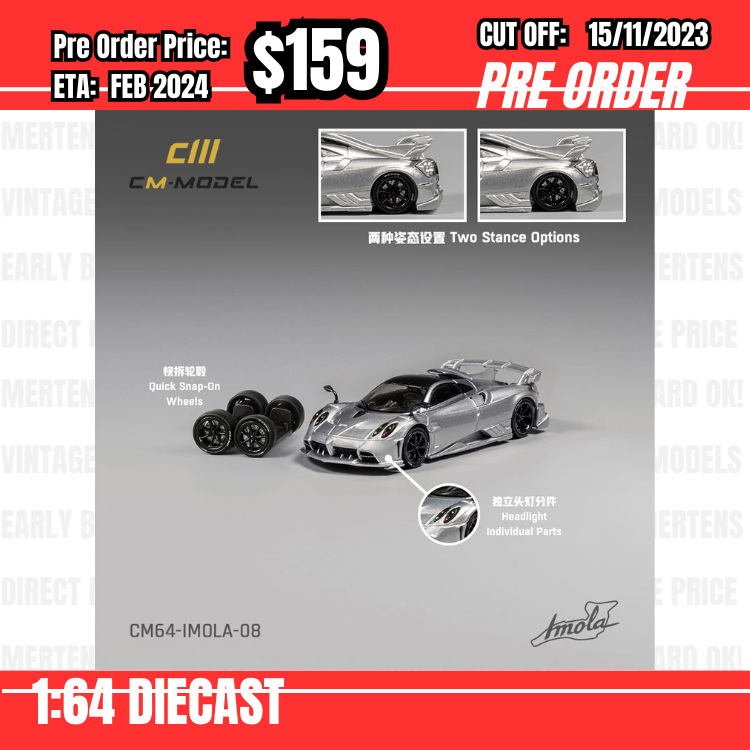 PO-$159 * CM Model* 1:64 Pagani Imola Silver [OD10/11]