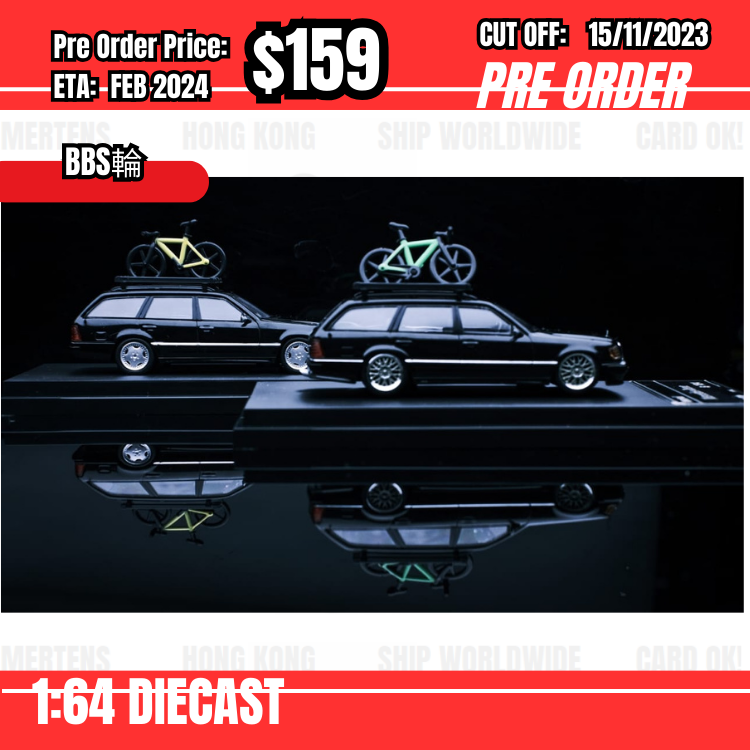 PO-$159 * Motral * 1:64 E Class MK1 S124 Estate Black BBS Wheels [OD10/11]