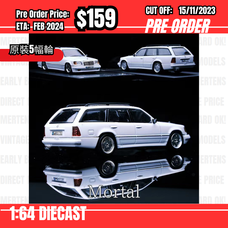 PO-$159 * Motral * 1:64 E Class MK1 S124 Estate White OEM Wheels [OD10/11]