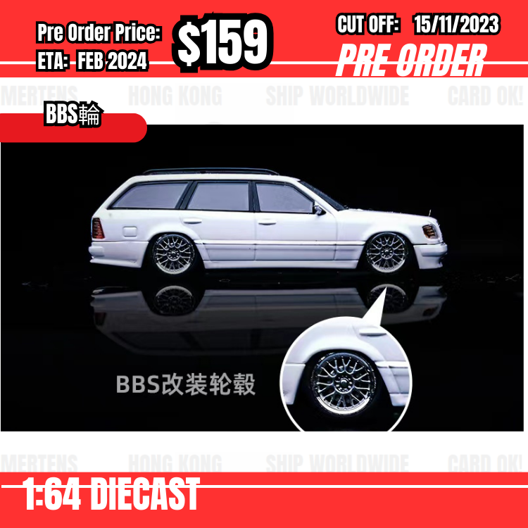 PO-$159 * Motral * 1:64 E Class MK1 S124 Estate White BBS Wheels [OD10/11]